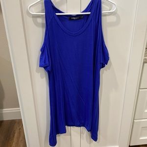 🌹3/$10 Royal blue cold shoulder tunic length top sz XL